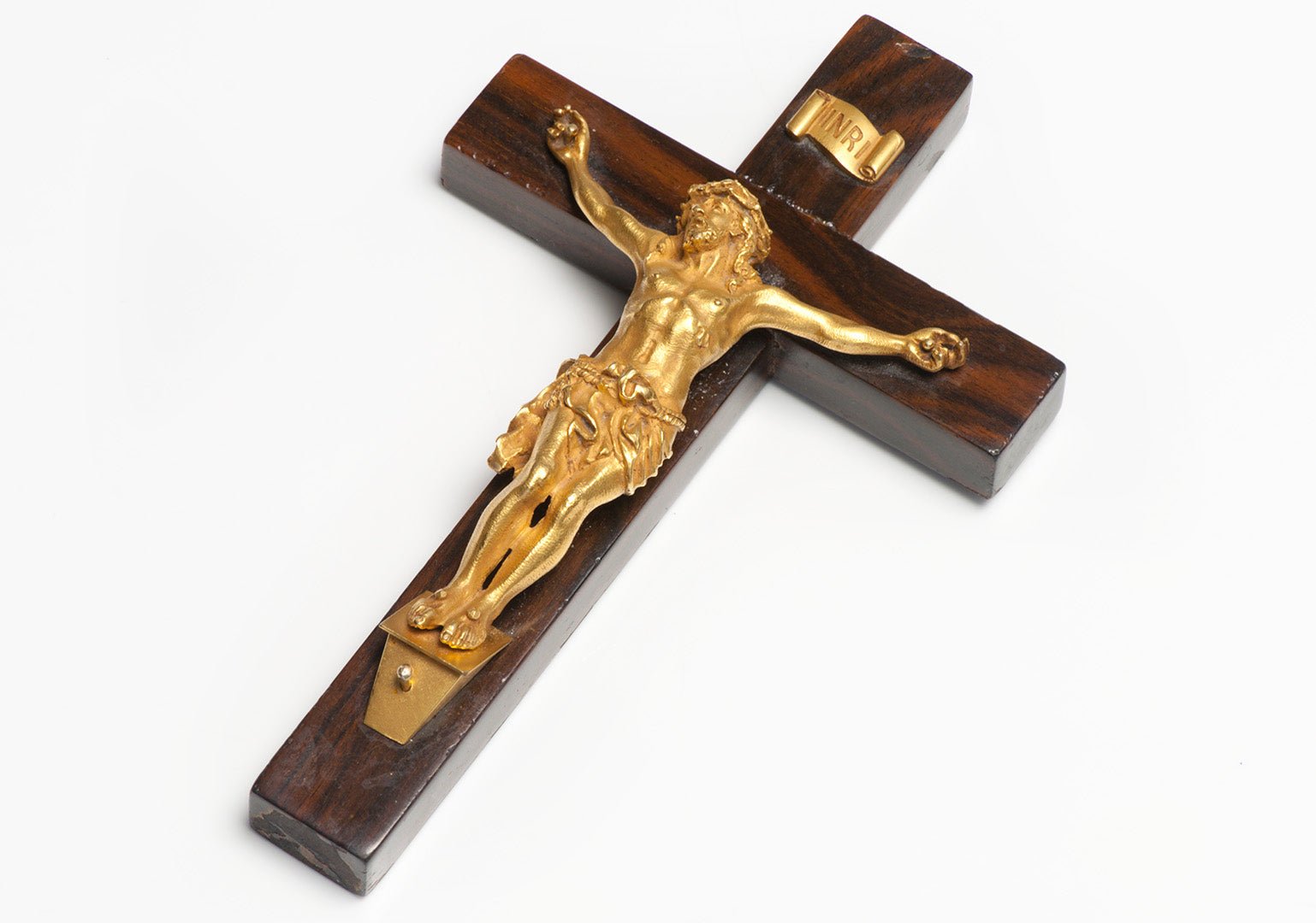 Antique Tiffany & Co. Wood and Gold Jesus Cross