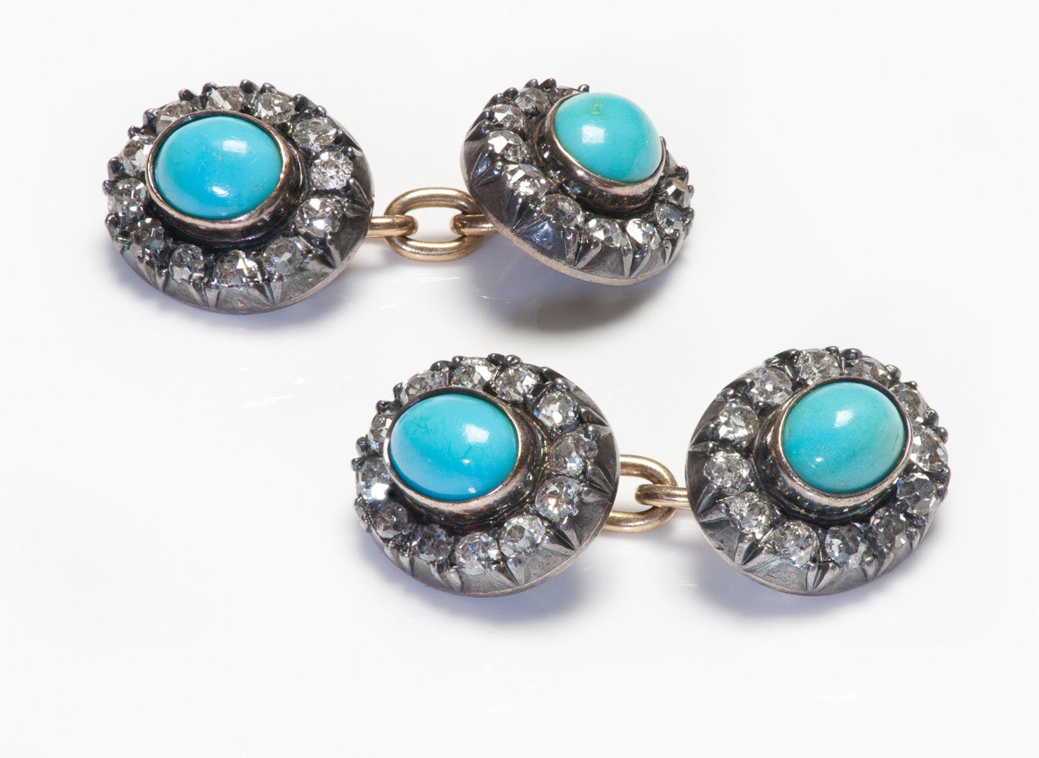 Antique Turquoise Diamond Cufflink Stud Set