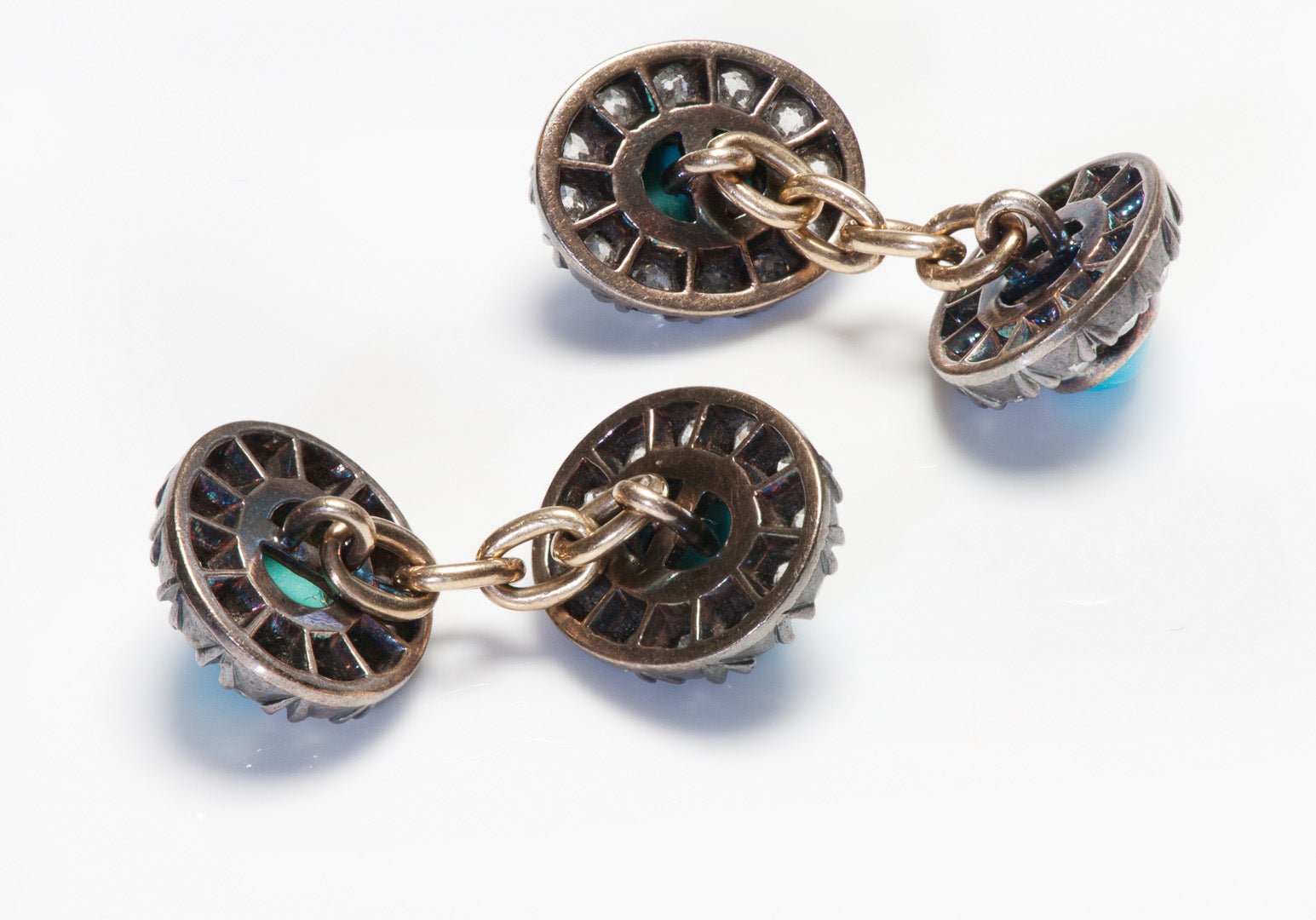 Antique Turquoise Diamond Cufflink Stud Set