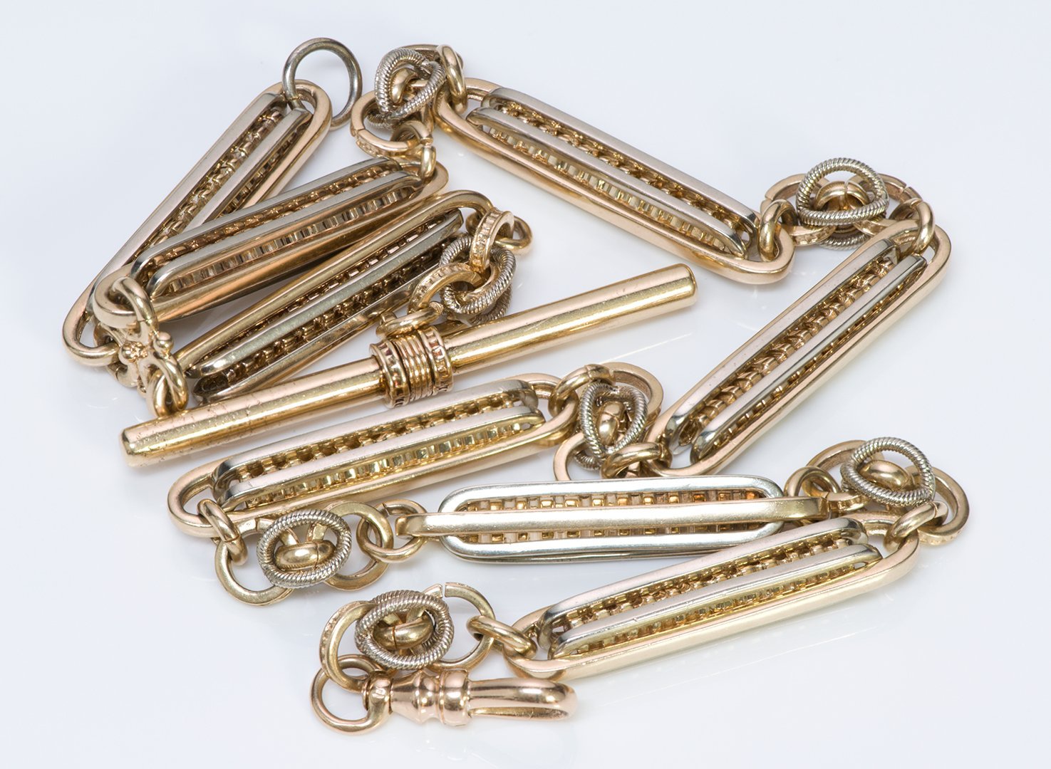 Antique Two Tone Gold Watch Fob Chain