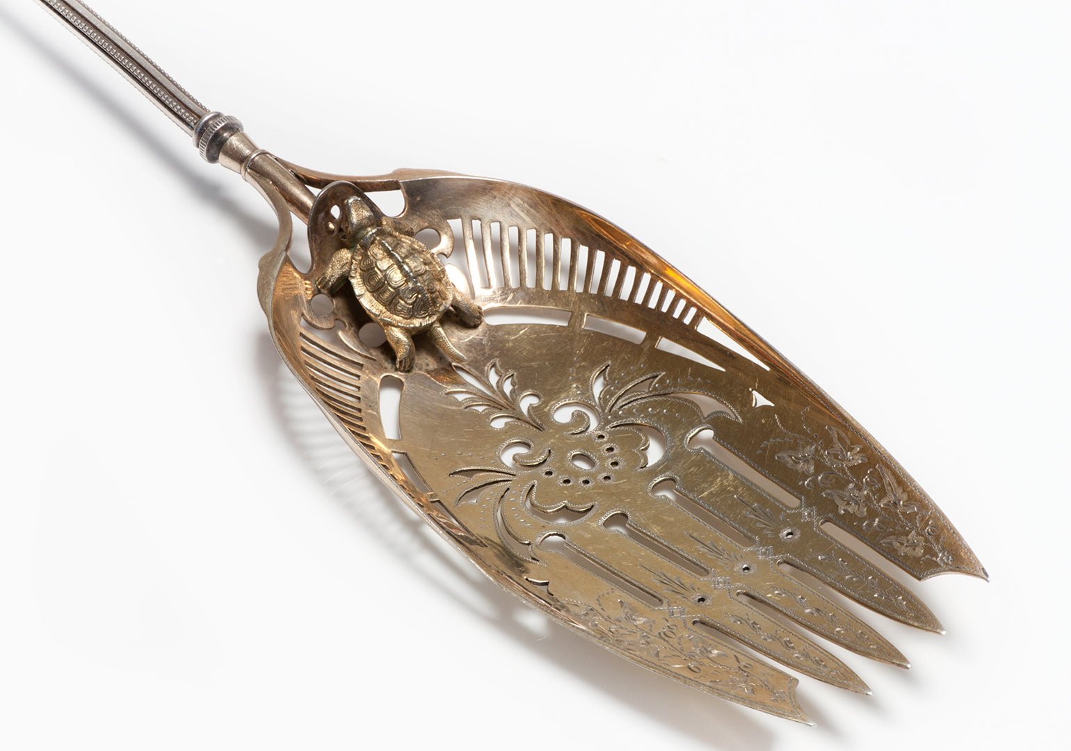 Antique Unusual Silver Gilt Server with Turtle