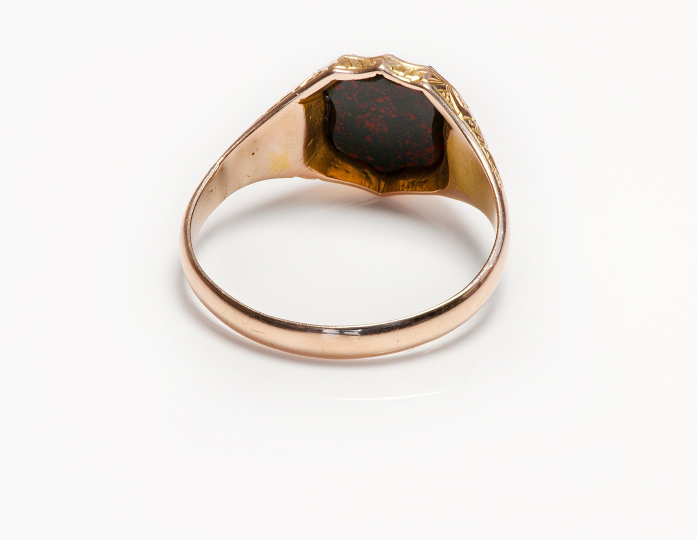 Antique Victorian 15K Gold Bloodstone Shield Signet Men's Ring