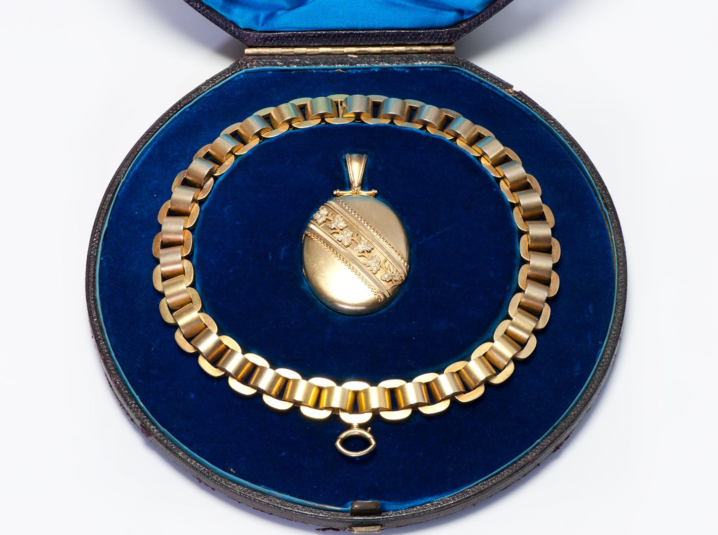 Antique Victorian 15K Gold Collar Necklace and Locket