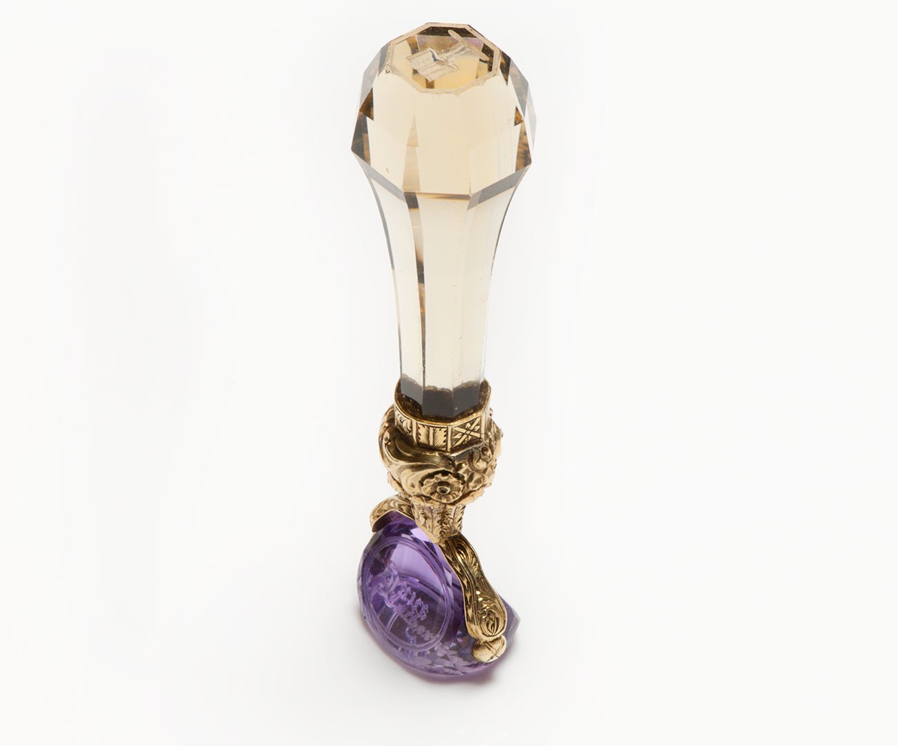 Antique Victorian Citrine Amethyst Gold Triple Seal