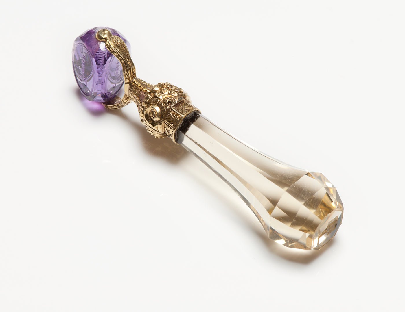 Antique Victorian Citrine Amethyst Gold Triple Seal
