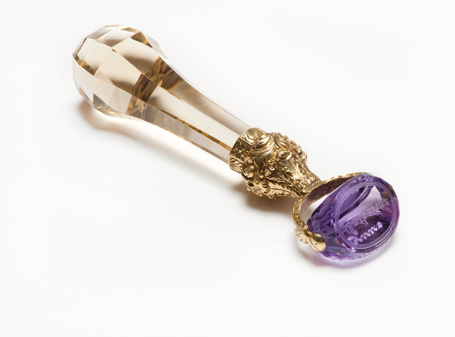 Antique Victorian Citrine Amethyst Gold Triple Seal