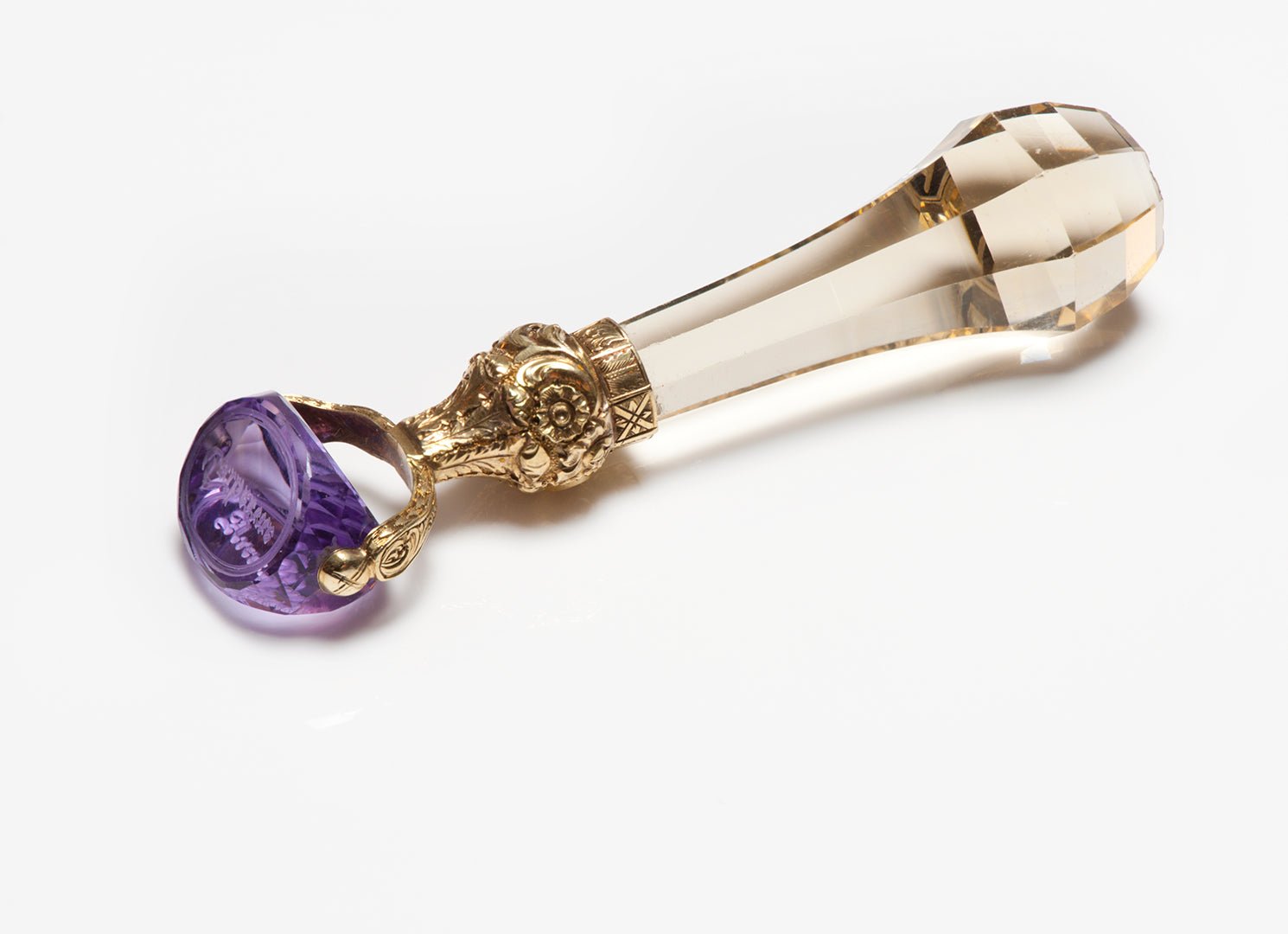 Antique Victorian Citrine Amethyst Gold Triple Seal