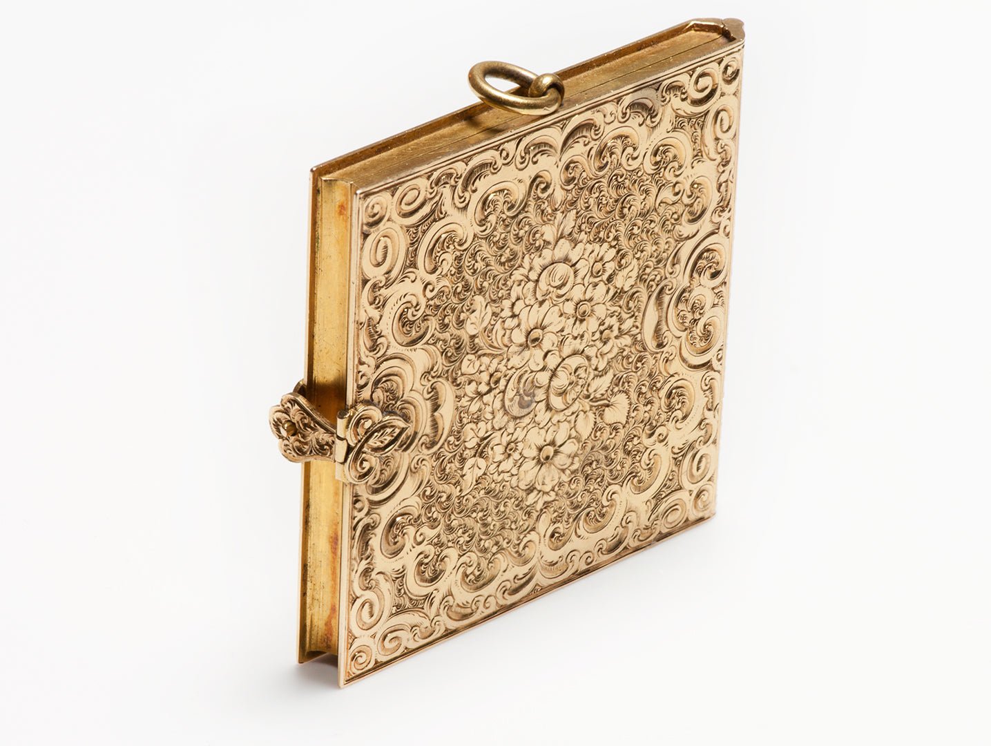 Antique Victorian Engraved Mizpah Yellow Gold Book Locket Pendant