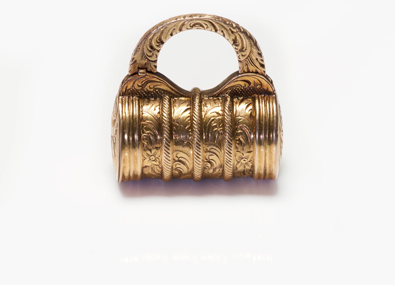 Antique Victorian Engraved Yellow Gold Padlock Charm