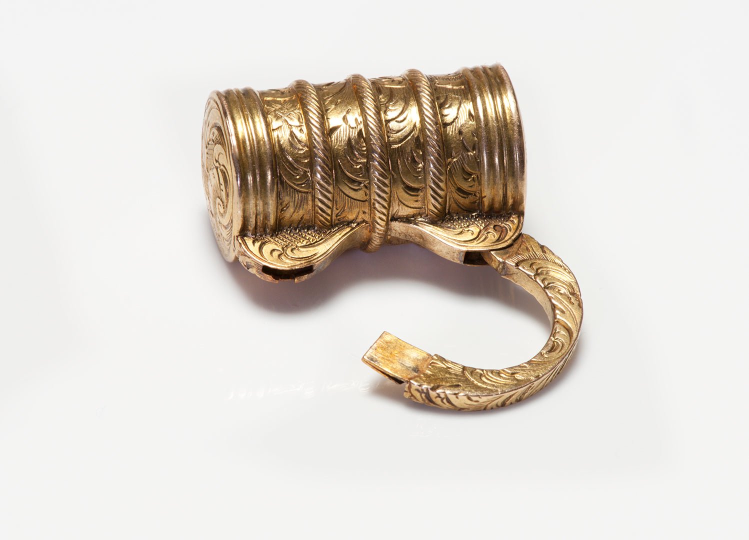 Antique Victorian Engraved Yellow Gold Padlock Charm