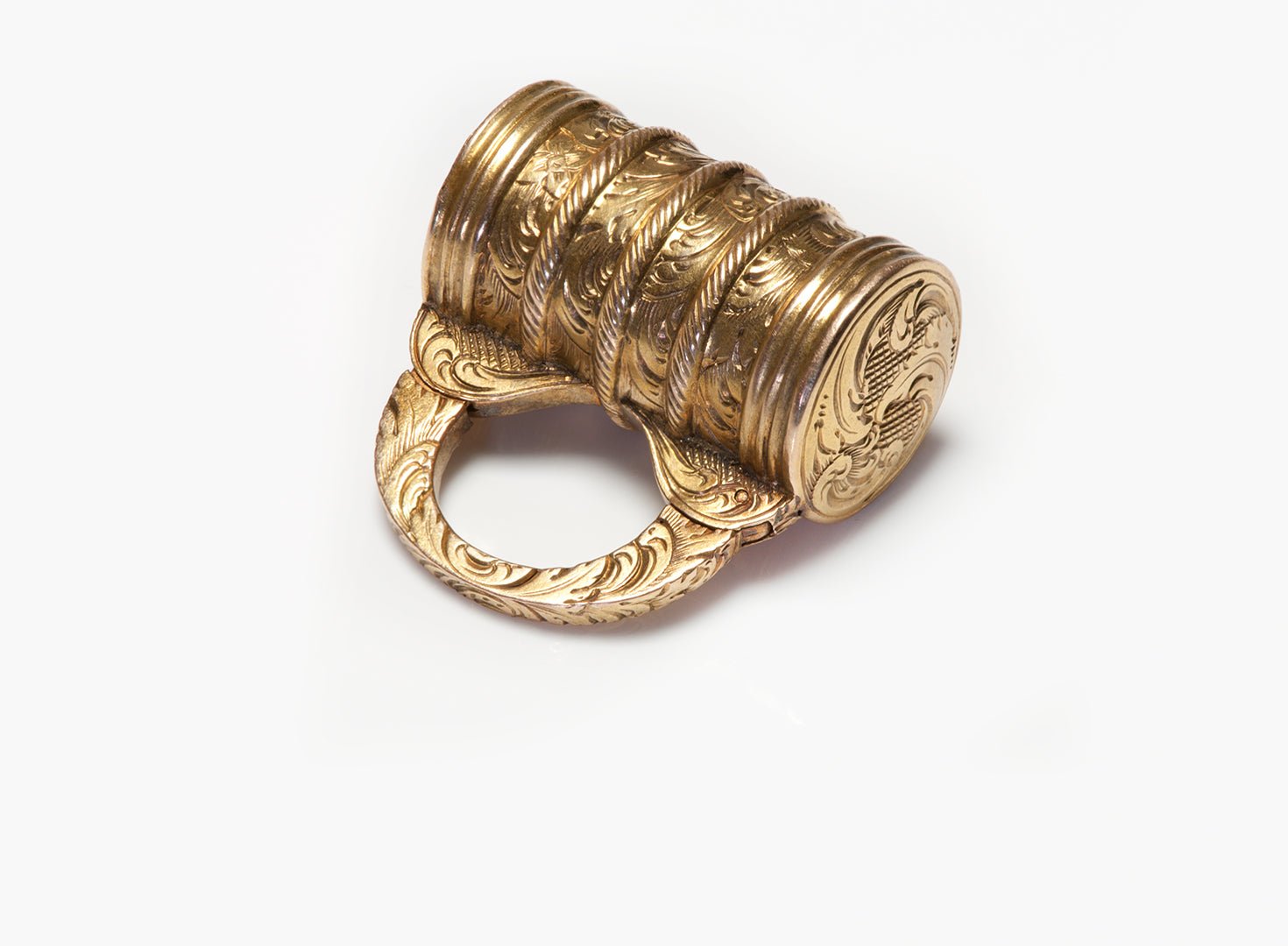 Antique Victorian Engraved Yellow Gold Padlock Charm