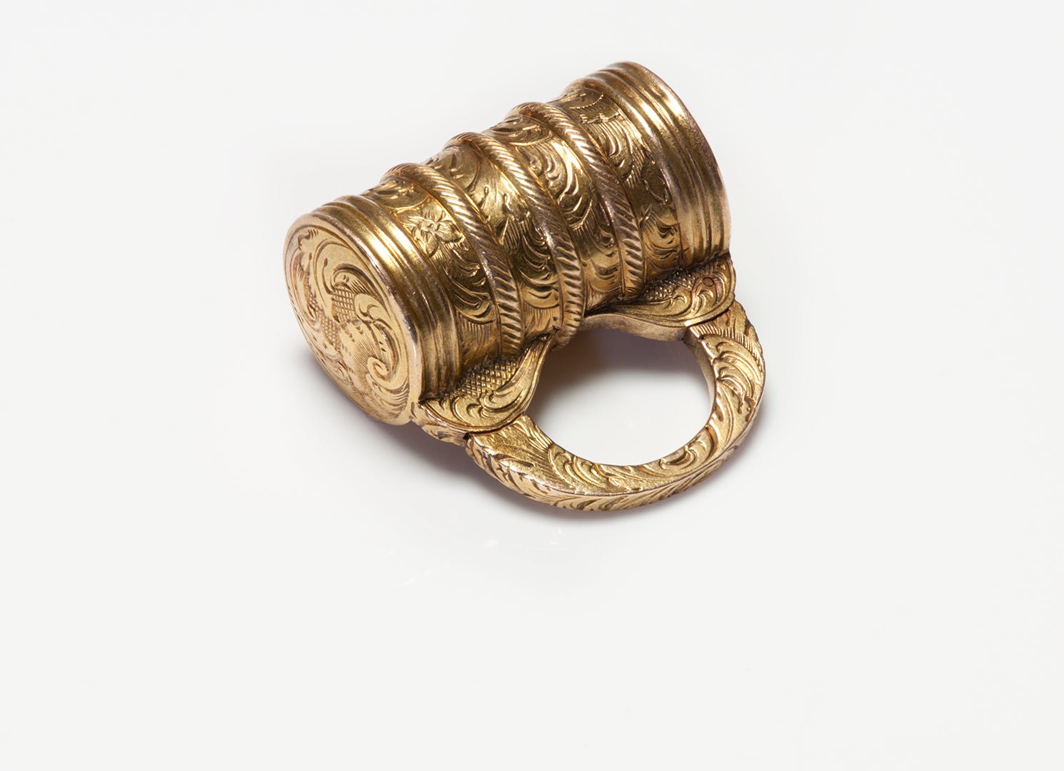 Antique Victorian Engraved Yellow Gold Padlock Charm