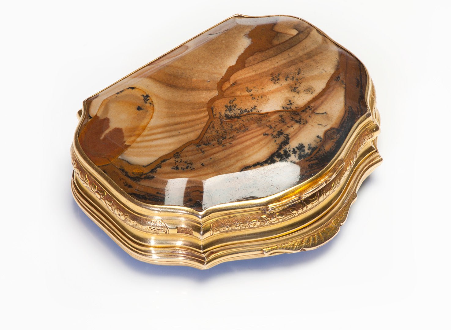 Antique Victorian Gold Agate Snuff Box