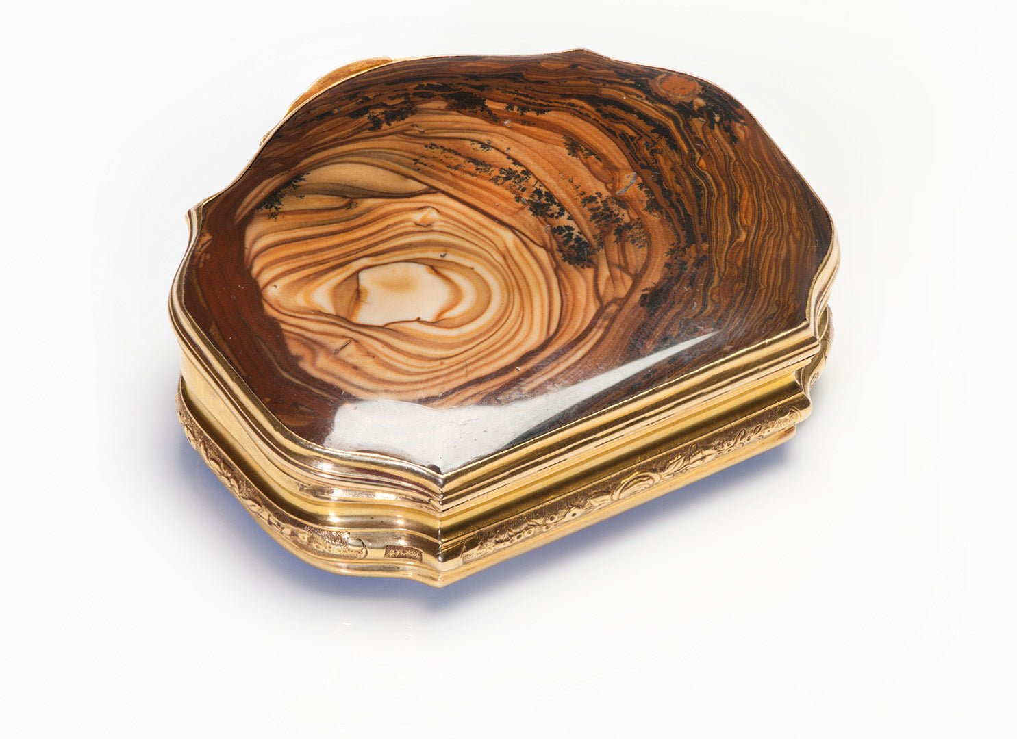 Antique Victorian Gold Agate Snuff Box