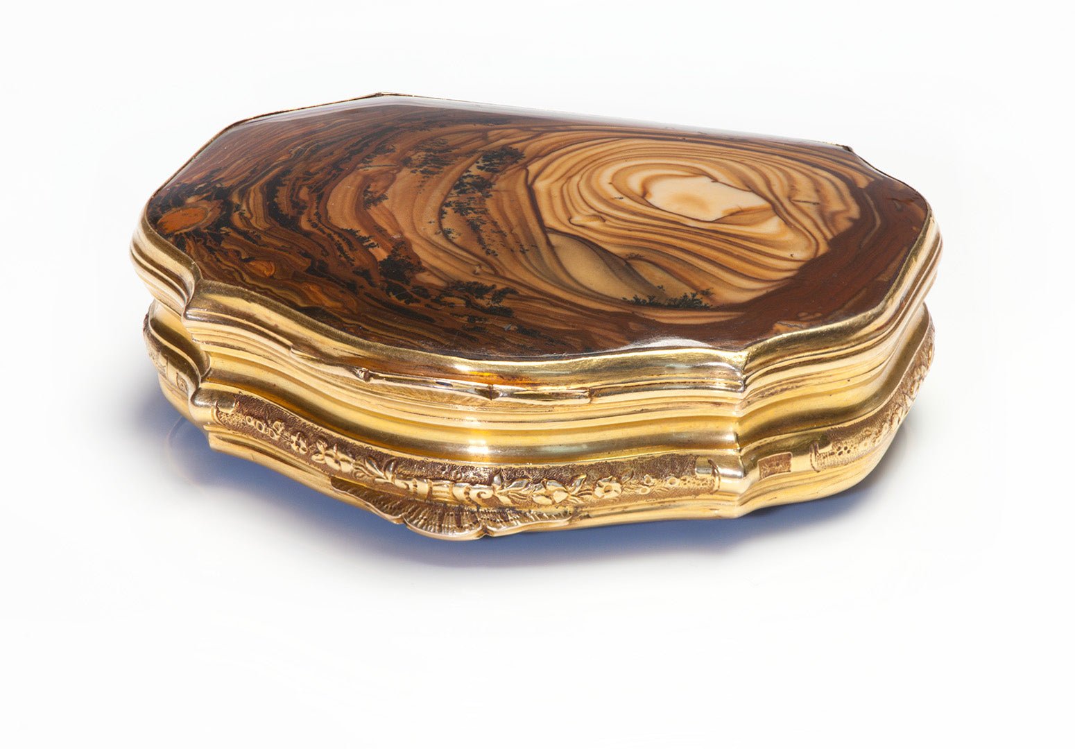 Antique Victorian Gold Agate Snuff Box