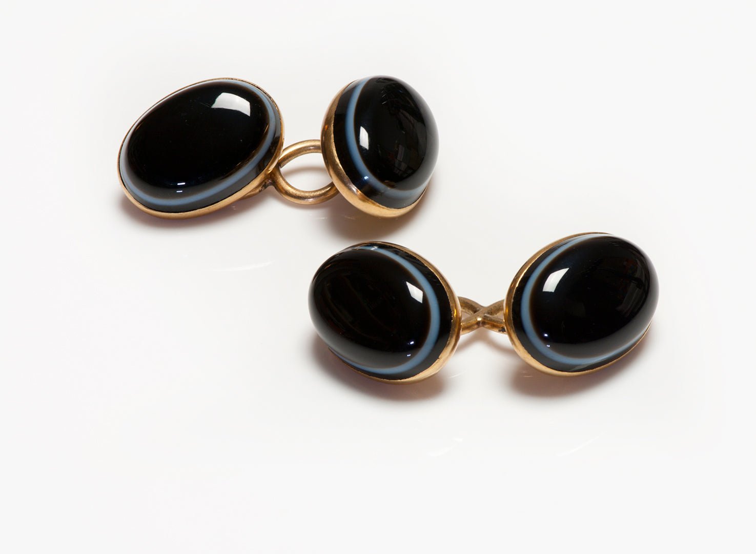 Antique Victorian Gold Banded Agate Cufflinks