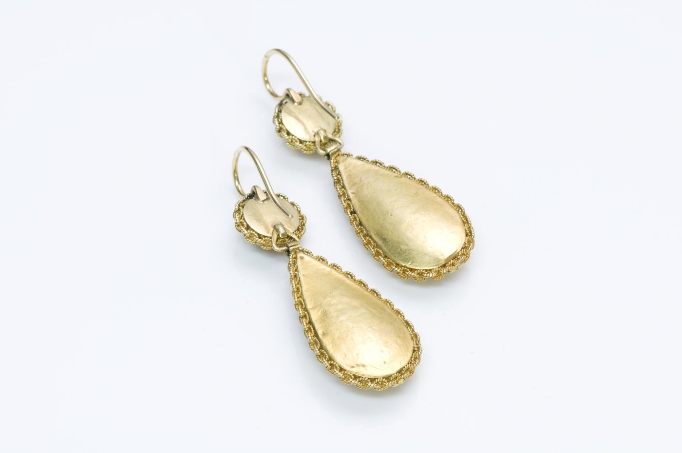 Antique Victorian Gold Chalcedony Ruby Earrings