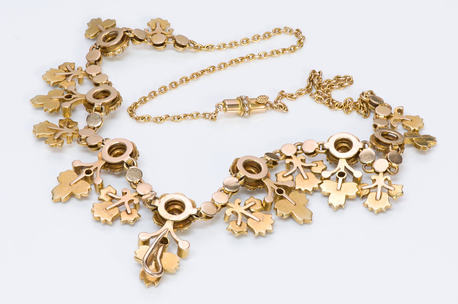 Antique Victorian Gold Diamond and Pearl Necklace
