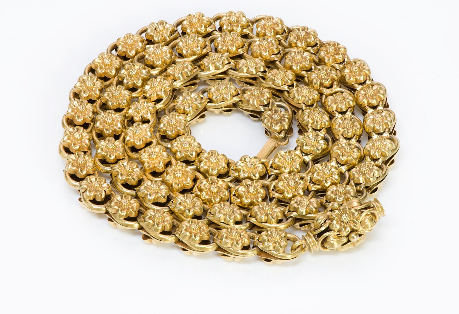 Antique Victorian Gold Flower Chain Necklace