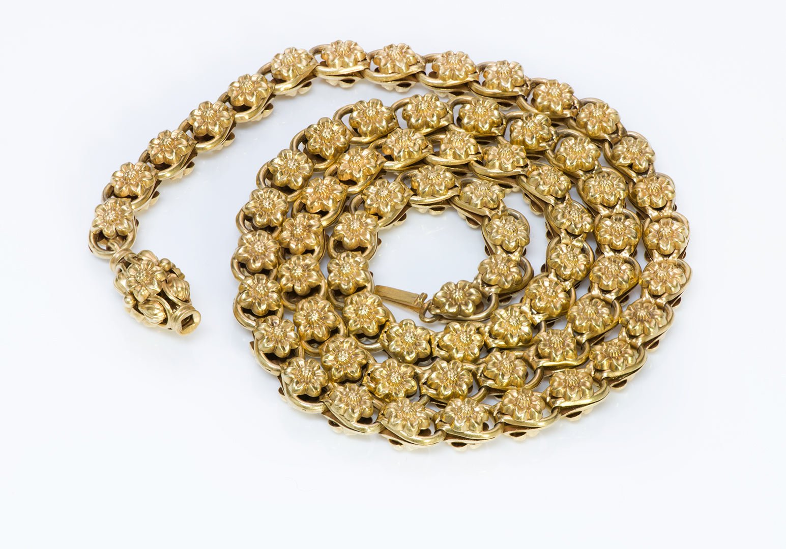 Antique Victorian Gold Flower Chain Necklace