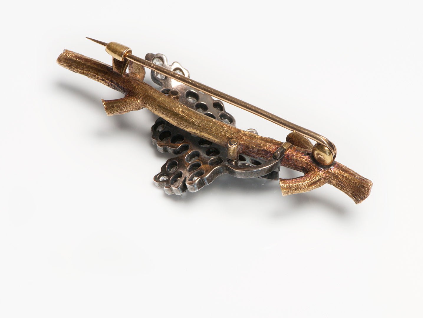 Antique Victorian Gold Silver Diamond Grapevine Brooch