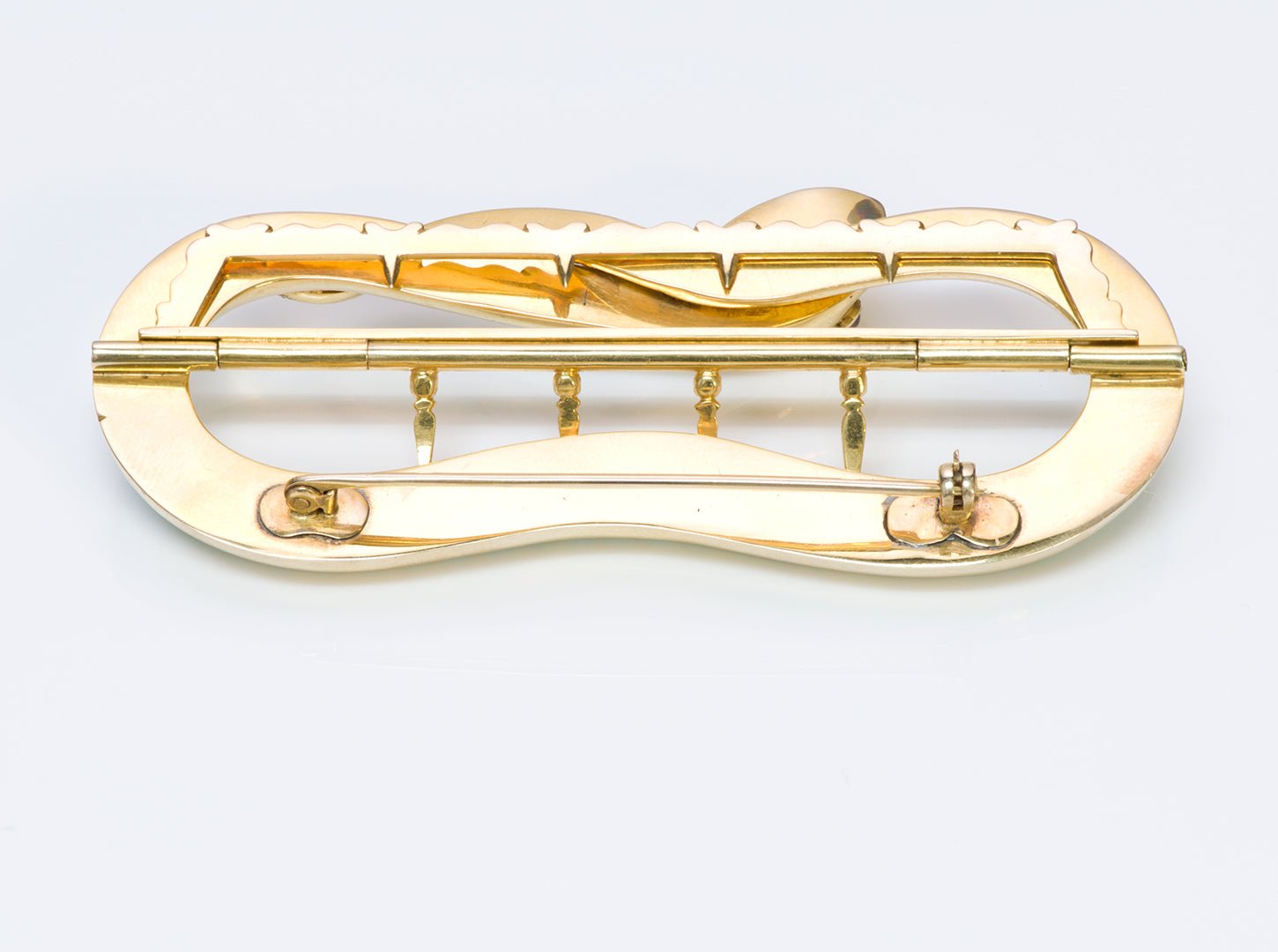 Antique Victorian Gold Snake Ruby Turquoise Buckle Pin