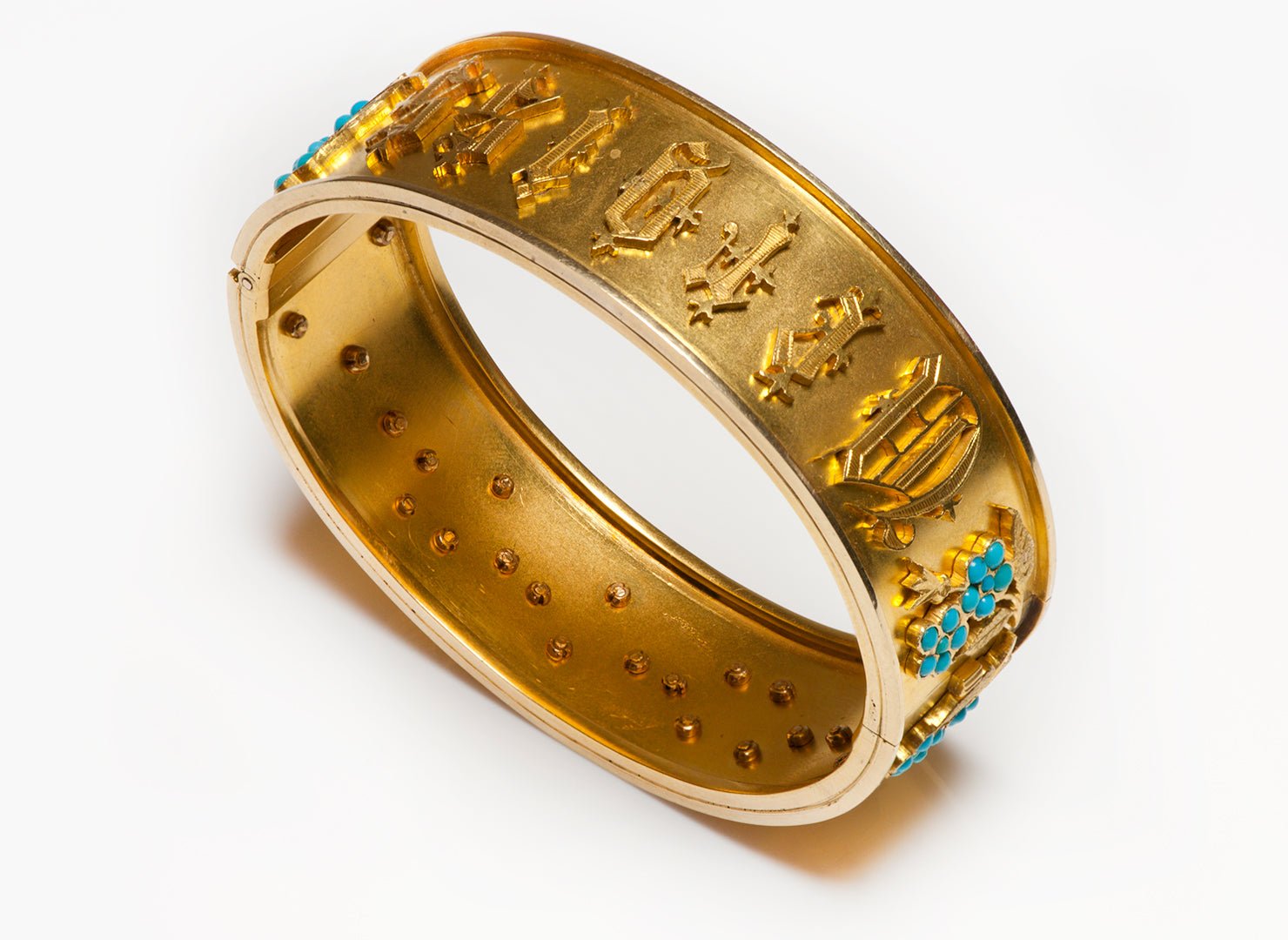 Antique Victorian Gold Turquoise Bangle-Bracelet
