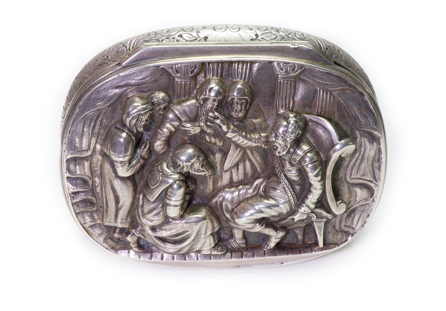 Antique Victorian High Relief Silver Snuff Box by Edward Farrell