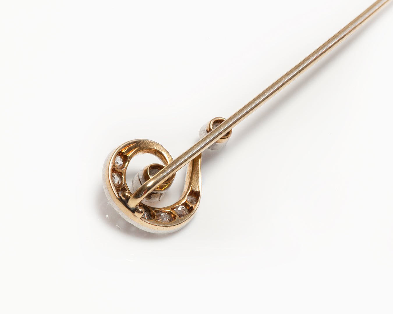 Antique Victorian Old Mine Cut Diamond Gold Question Mark Stick Pin