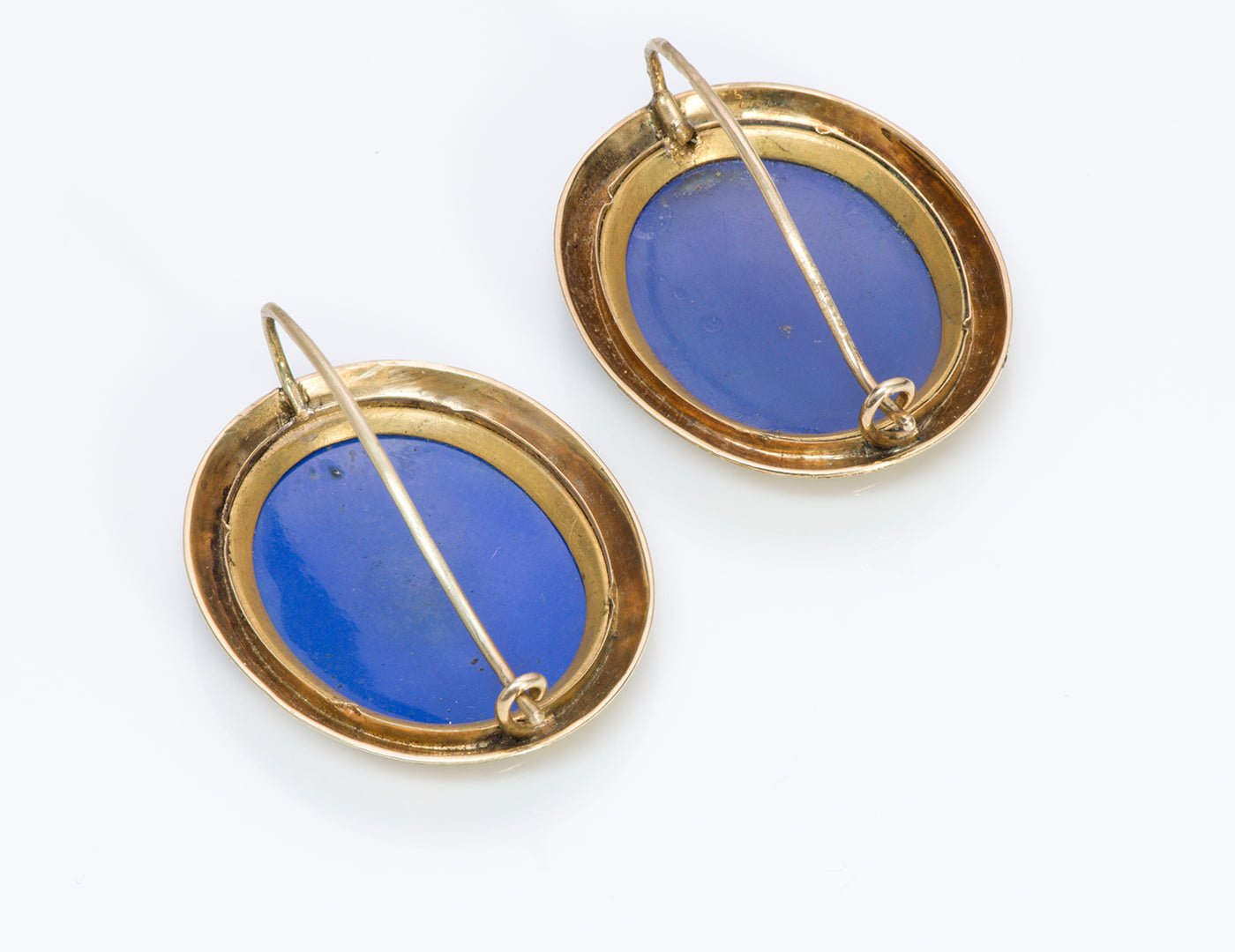 Antique Victorian Swiss Enamel Gold Earrings