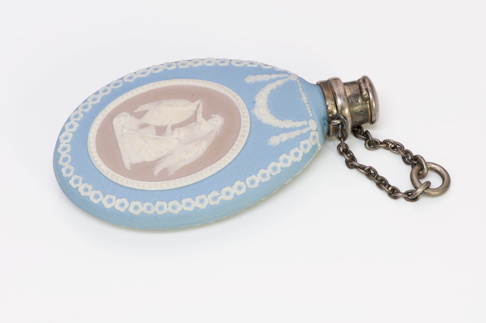 Antique Wedgwood Tri-Color Cameo Jasper Silver Scent Bottle
