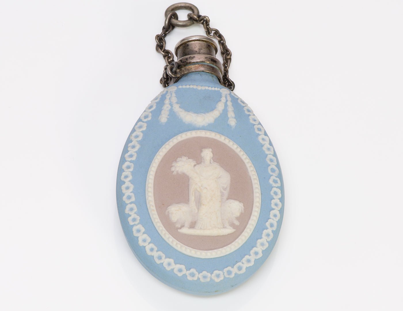 Antique Wedgwood Tri-Color Cameo Jasper Silver Scent Bottle