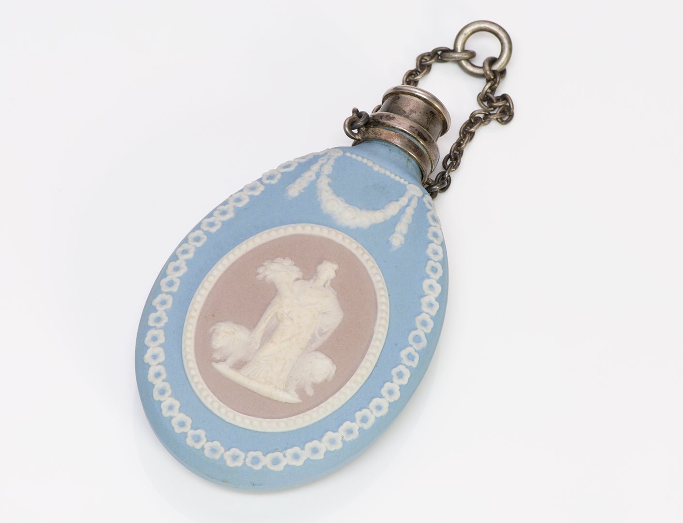 Antique Wedgwood Tri-Color Cameo Jasper Silver Scent Bottle