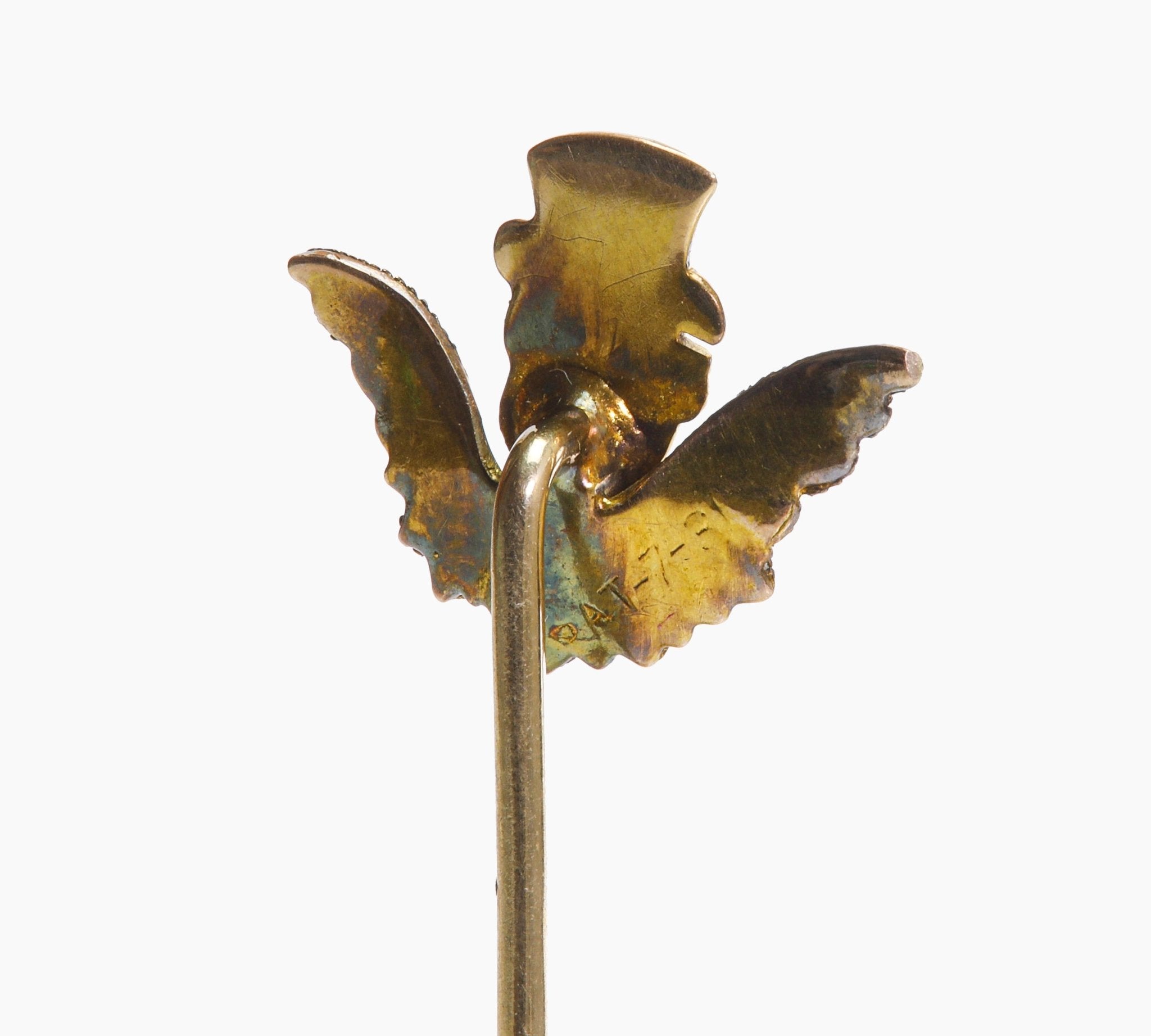 Antique Whimsical Gold Enamel Stick Pin