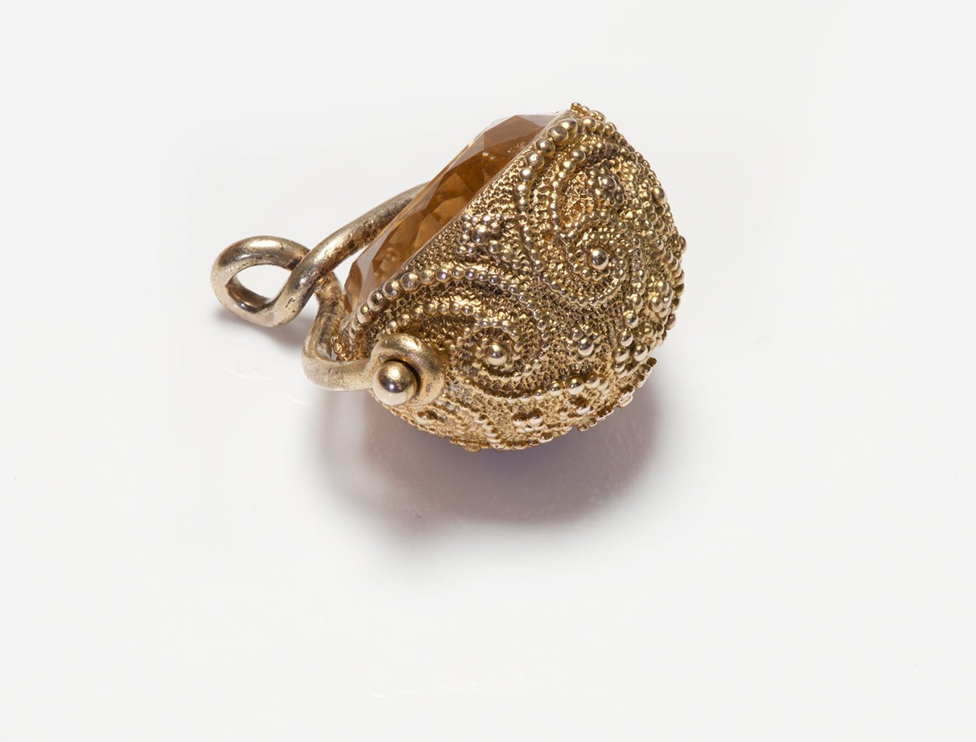 Antique Yellow Gold Carved Citrine Cameo Fob