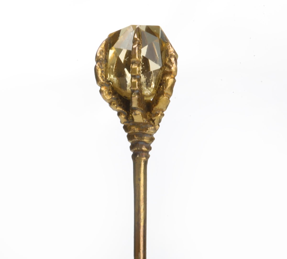 Antique Yellow Gold Claw Citrine Stick Pin