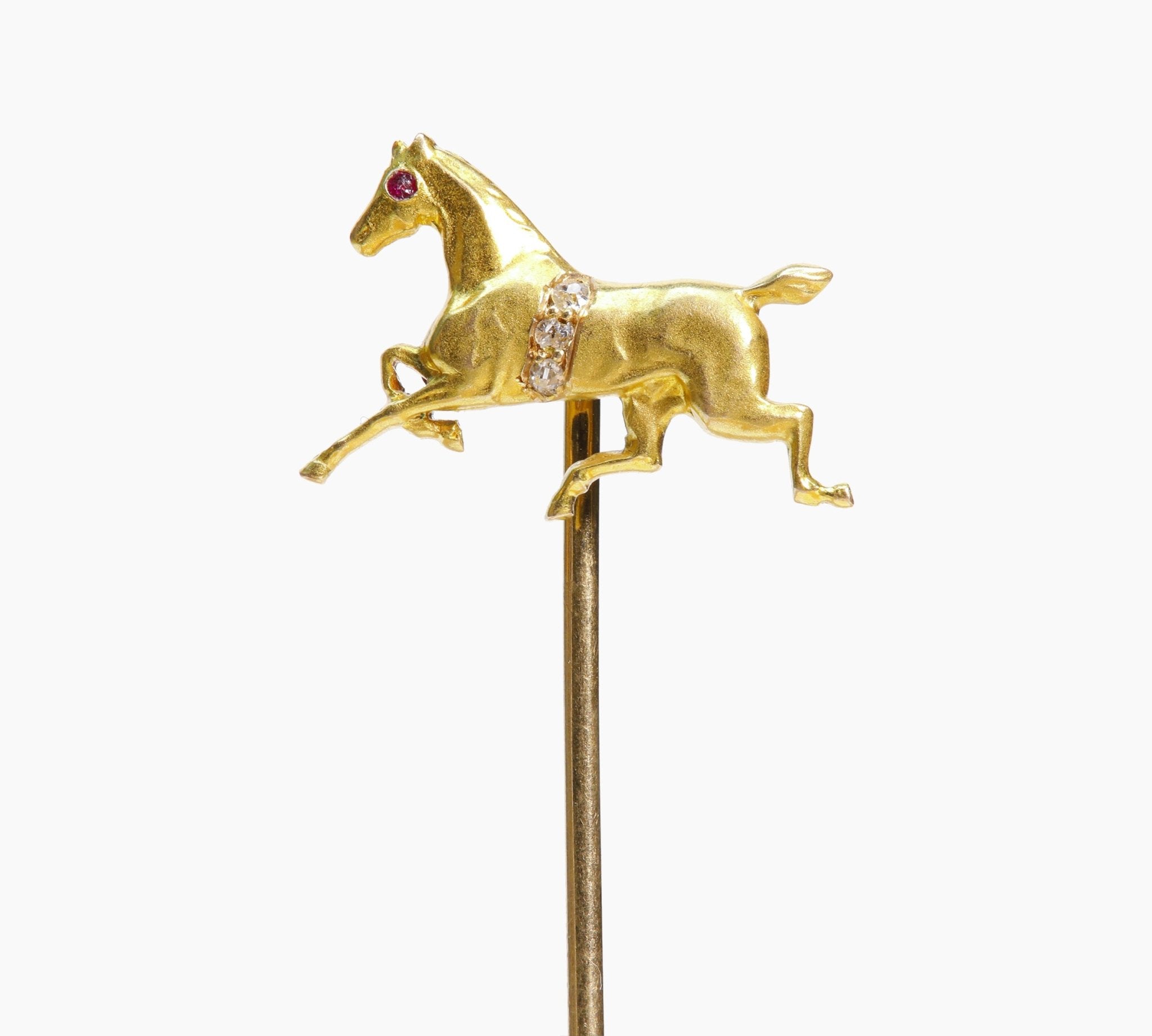 Antique Yellow Gold Diamond Horse Stick Pin