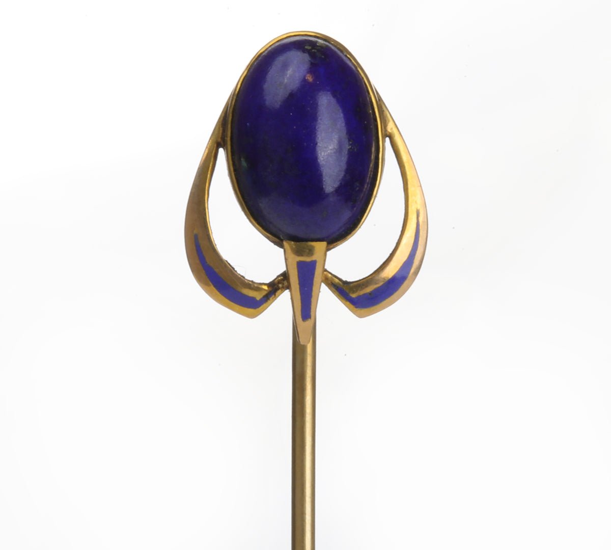 Antique Yellow Gold Lapis Enamel Stick Pin