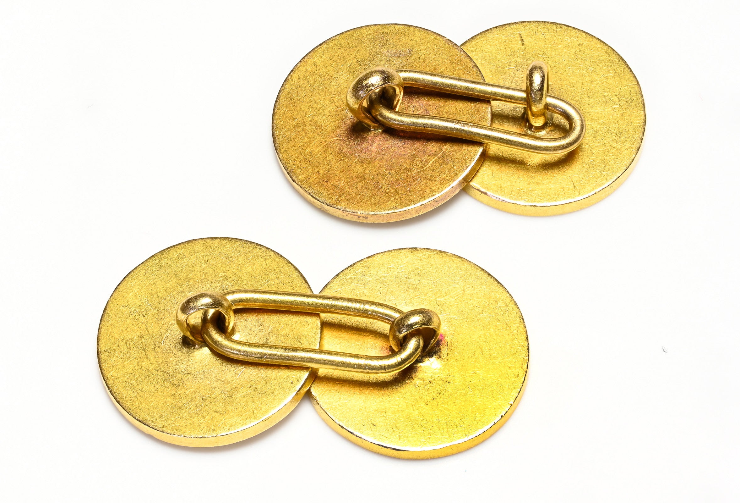 Antique 18K Gold Blue Royal Crest Cufflinks