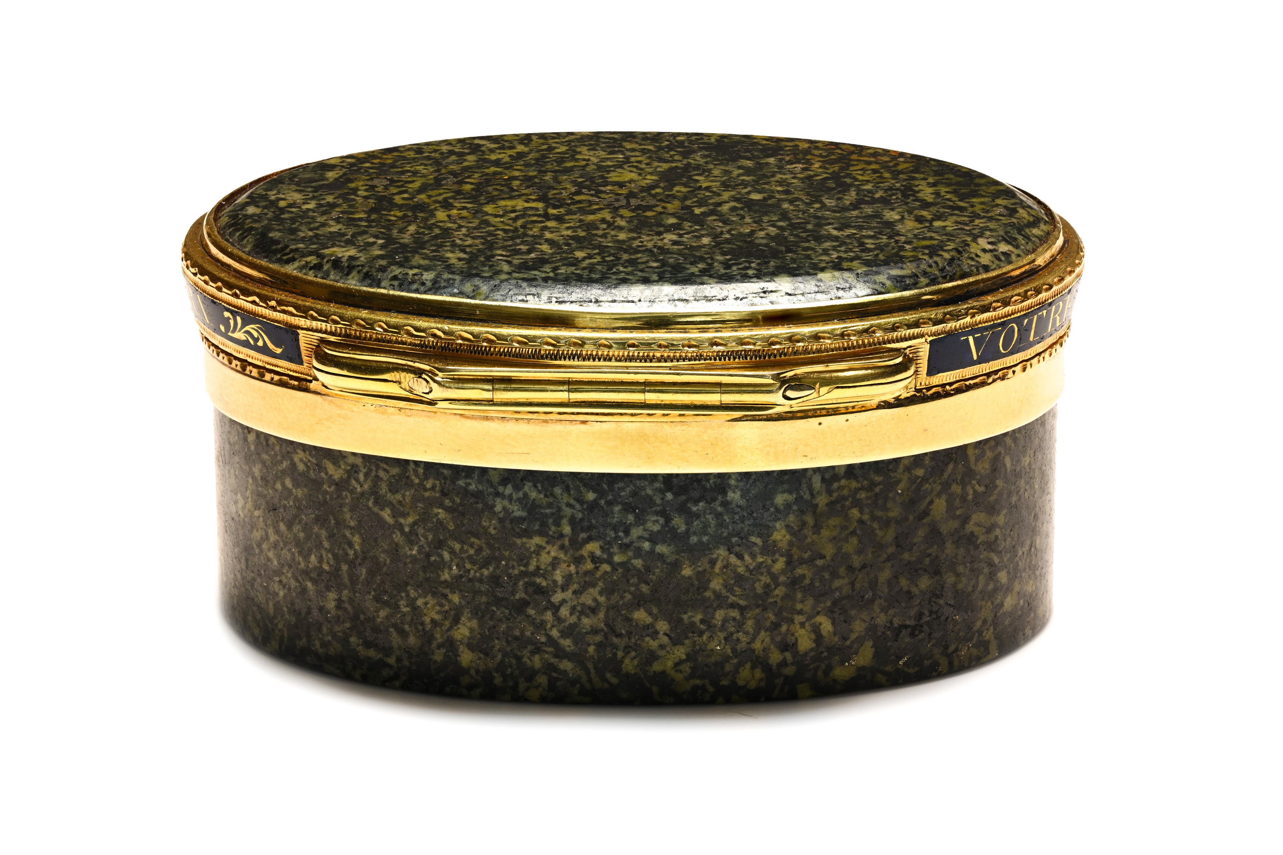Antique Hardstone Gold and Blue Enamel Snuff Box