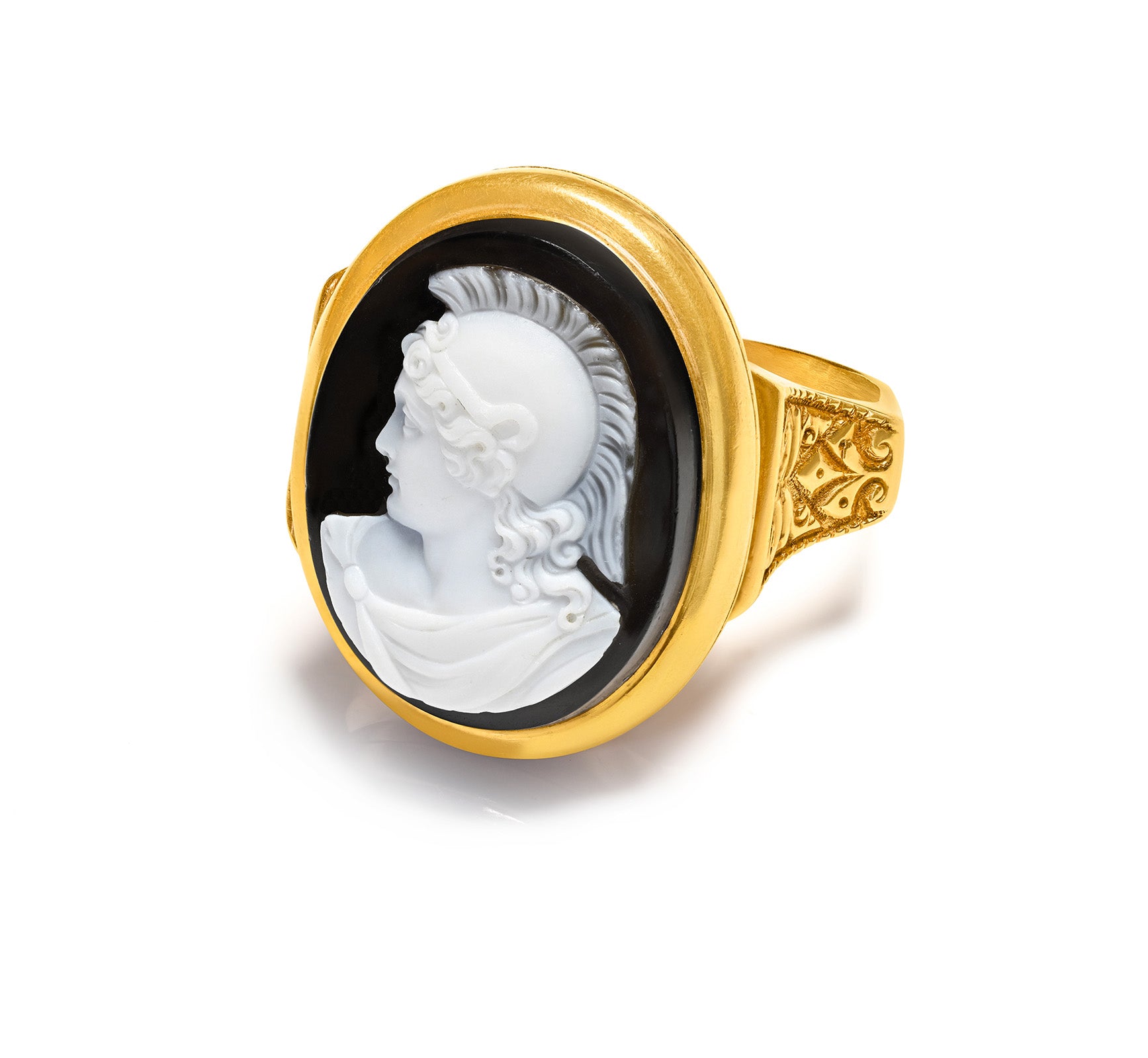 Antique Roman Soldier Cameo Gold Men's Locket Ring