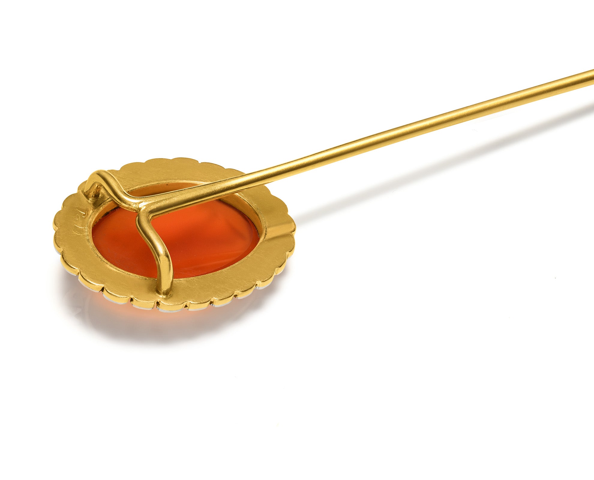 Antique Carnelian Intaglio Gold Stick Pin, Two-Tone Design