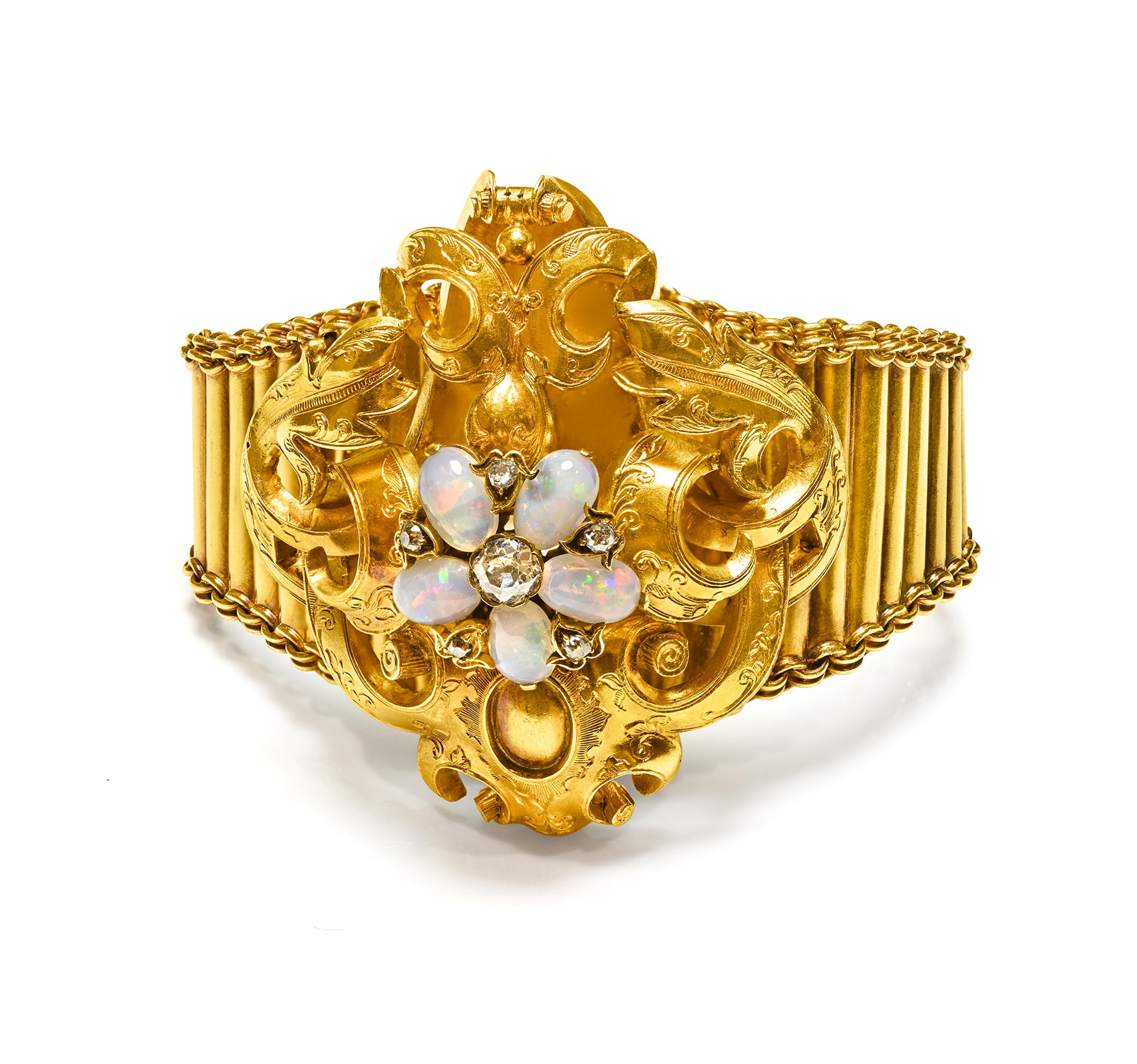 Antique Gold Bracelet Opal Diamond