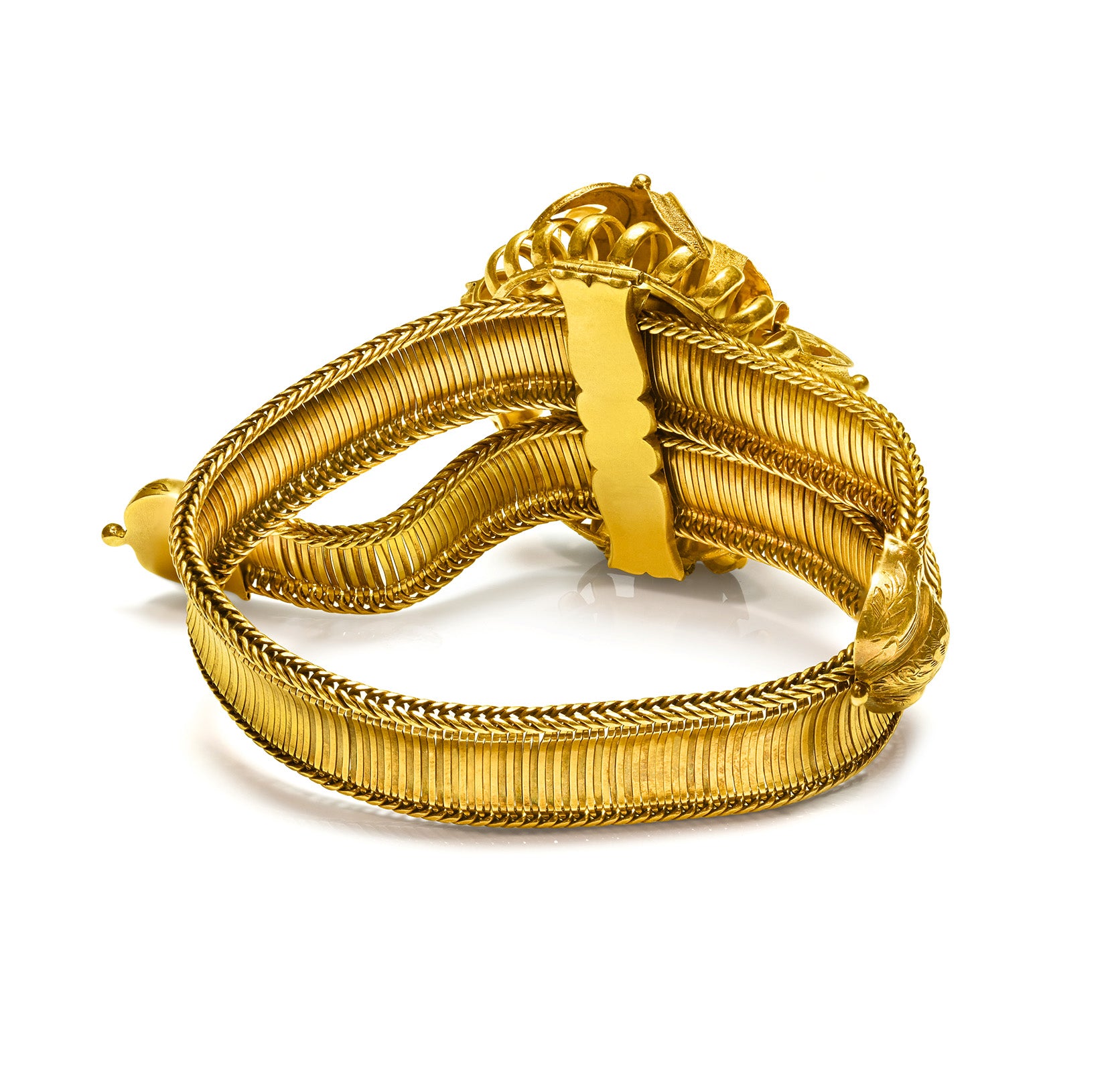 Antique Victorian Yellow Gold Bracelet with Cabochon Garnet