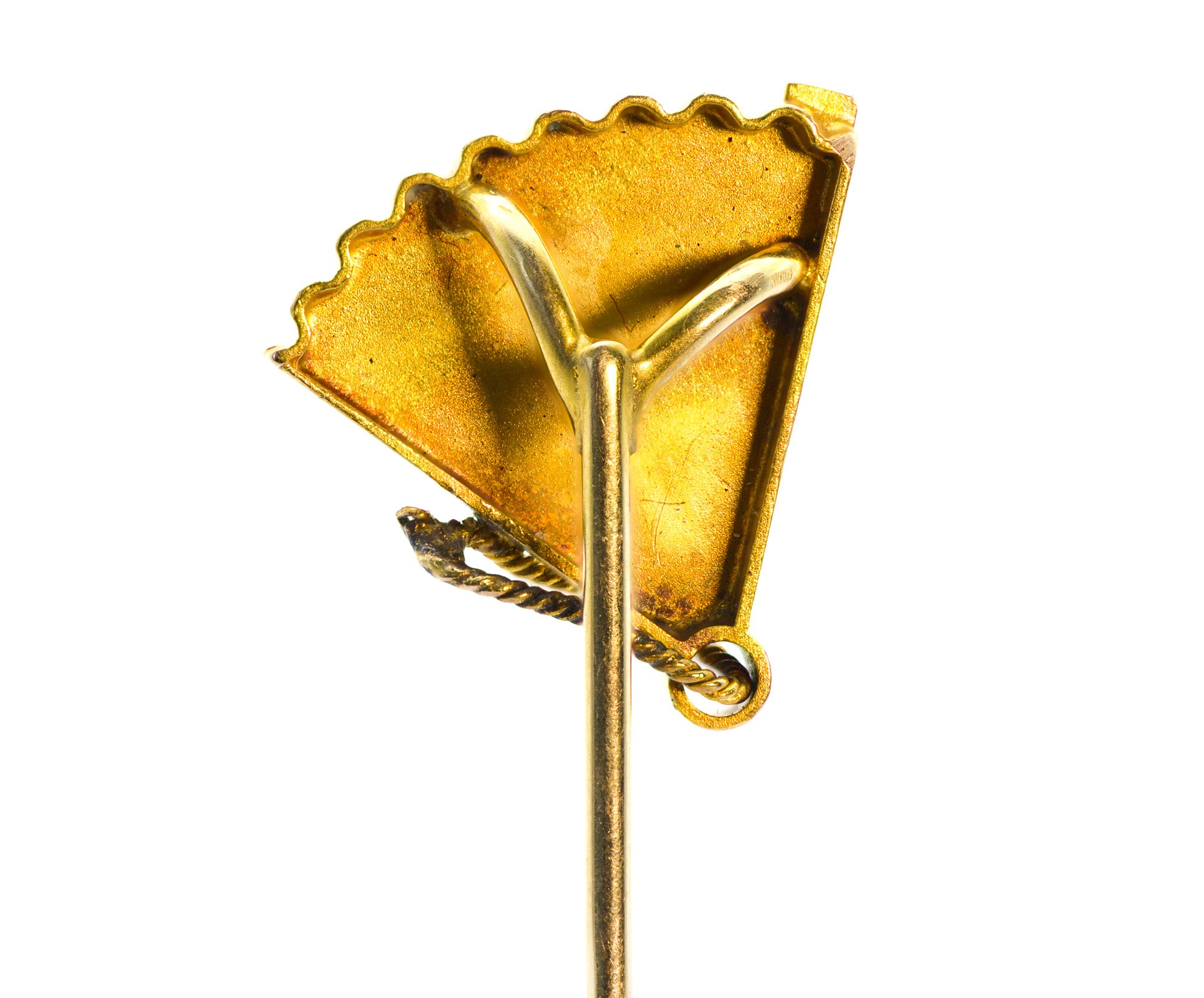 Antique Victorian Fan Stick Pin – 14K Yellow Gold