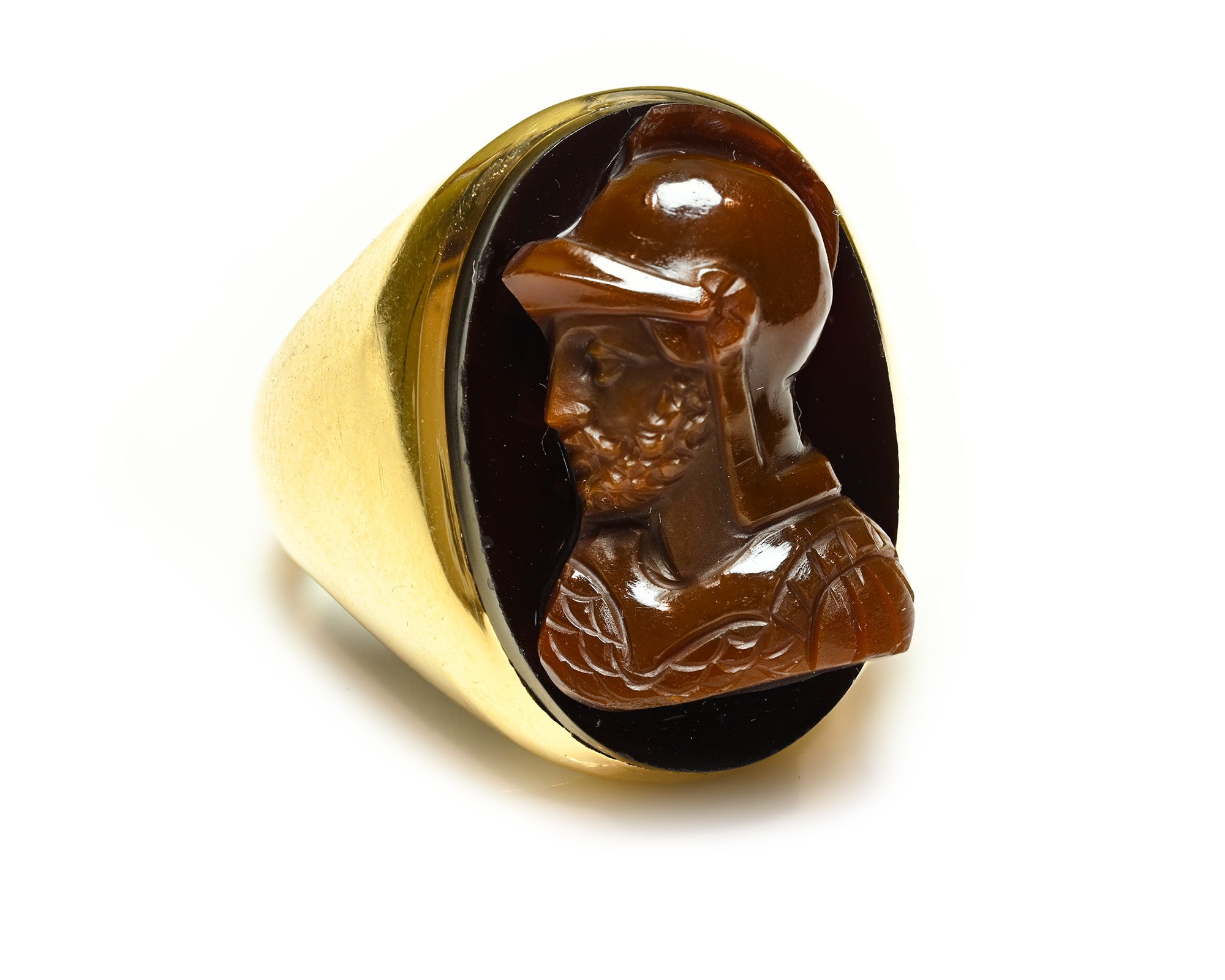 Antique Gold Ring with Roman Soldier Cameo