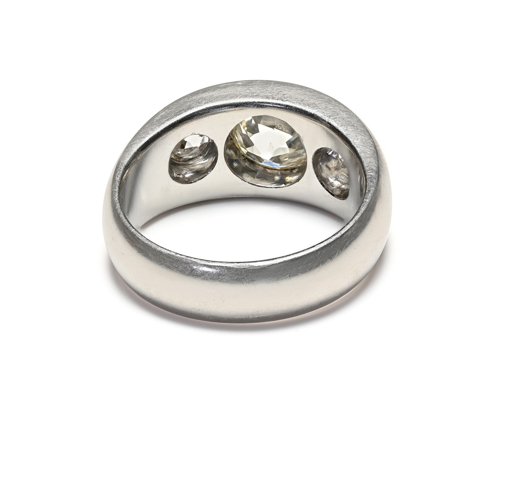 Platinum 3 Mine Cut Diamond Gipsy Men's Ring