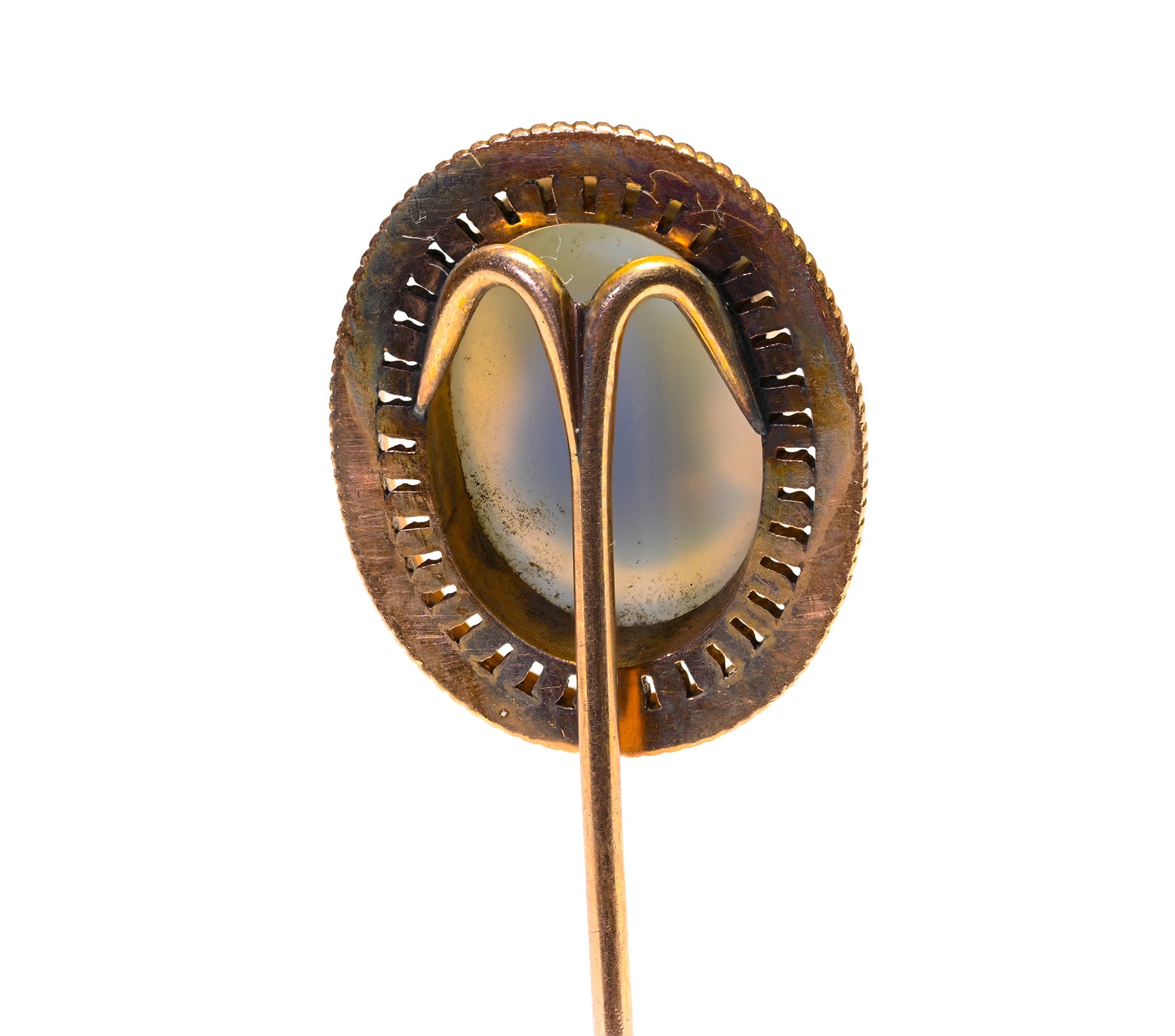 Antique Stickpin – Roman Soldier Cameo in 14K Gold