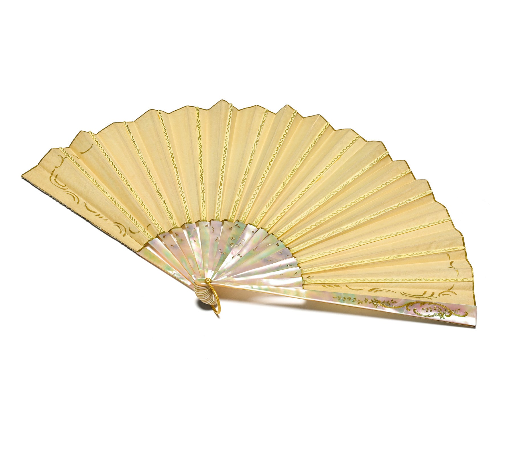 Antique Tiffany & Co. 14K Gold & Mother-of-Pearl Hand Fan