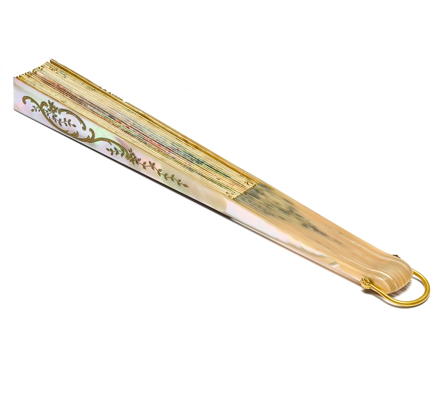 Antique Tiffany & Co. 14K Gold & Mother-of-Pearl Hand Fan